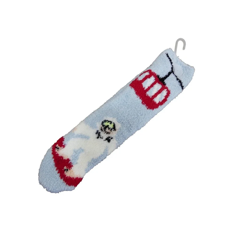Old Navy Cozy Socks Mens OS Blue Yeti Snowboard Ski Lift Fuzzy Winter Plush